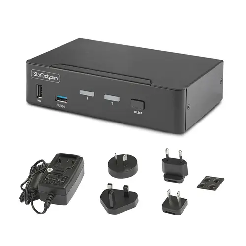 Switch Conmutador KVM DisplayPort de 2 Puertos - 8K60/4K144 - para Un Monitor - DP 1.4 - 2x USB 3.0 - 4x USB 2.0 HID - Conmutado por Botones y Teclas de Acceso Rápido - TAA - Imagen 5