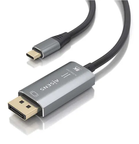 Cable Conversor Aluminio Bidireccional USB-C A DisplayPort 8K@60Hz, USB-C/M-DP/M, Negro, 1.8m - Imagen 3