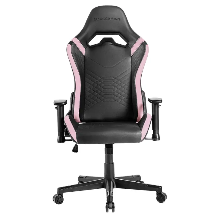MGC-PRO, Silla Gaming Profesional, Acabado Cuero PU, Reposabrazos 2D y Respaldo Reclinable 135°, Cojines Lumbar y Cervical Soft-Touch, Ruedas XL y Pistón Gas Clase 4, Rosa