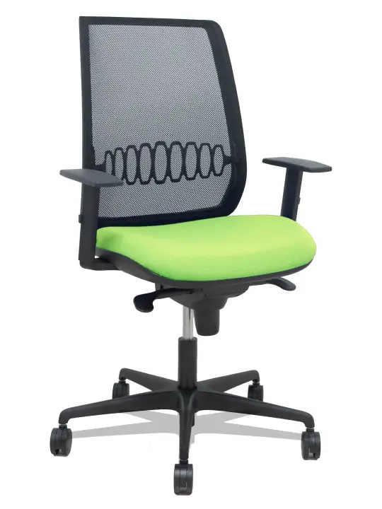 Silla Alares sincro malla negra bali pistacho brazo regulable