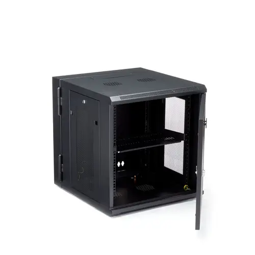 Armario Rack de Pared para Servidores 12U 19" 4 Columnas y Estante 1U - Rack de Servidores de Montaje en Pared con Bisagra - Rack Ventilado para Equipo de Red - Imagen 4