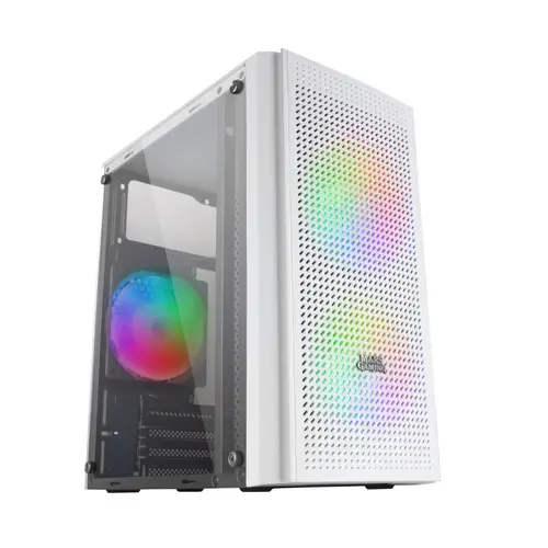 MC300W Blanco, Caja PC Micro ATX, Cristal Templado, Frontal MESH, 3xVentilador FRGB - Imagen 2