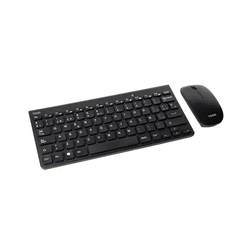 Teclado compacto + Ratón slim inalámbrico, Negro - Imagen 1