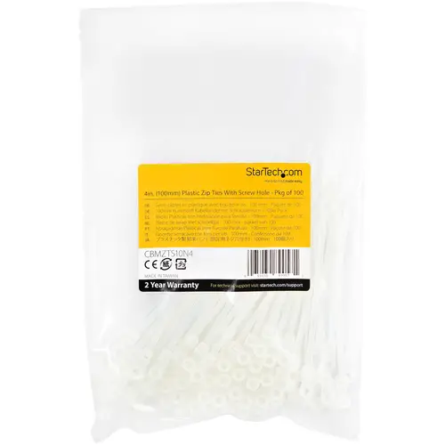 Bridas sujetacables de 10cm con perforación de montaje - 2 mm de ancho, para grupo de cables de 22 mm, soportan 8 kg de tensión, de Nylon 66, UL, paquete de 100 - Imagen 6
