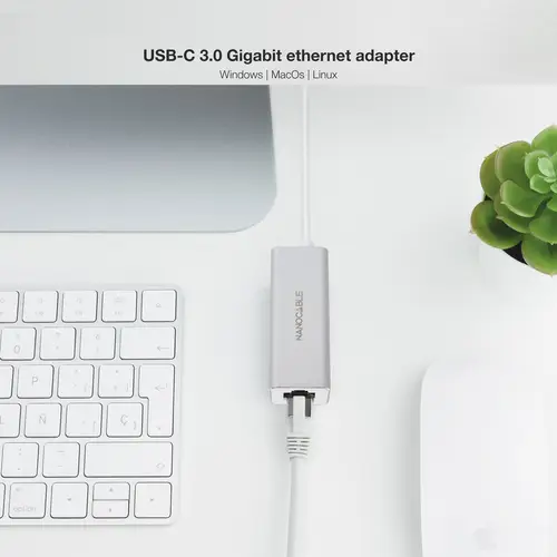Conversor USB-C A Ethernet Gigabit 10/100/1000 Mbps. 15cm - Imagen 3