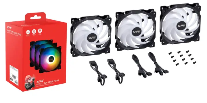 VENTO 120 ARGB PWM Carcasa del ordenador Ventilador 12 cm Negro 3 pieza(s)