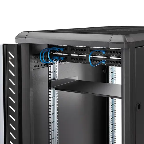 Bandeja Estante de 1U para Armario Rack de Servidores - de 10 Pulgadas (254mm) de Profundidad - en Acero de Servicio Pesado - con Capacidad de Carga de 20kg - Negro - Imagen 5