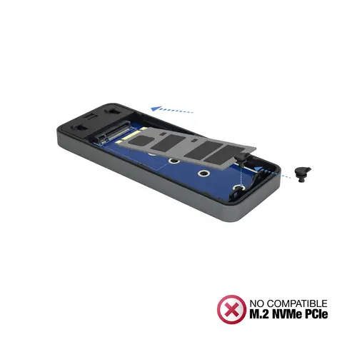 TQE-2281G caja para disco duro externo Caja externa para unidad de estado sólido (SSD) Gris M.2 - Imagen 5