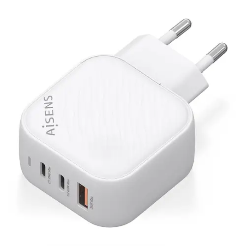 Cargador GaN 65W, 2xUSB-C PD3.0 QC4.0, 1xUSB-A QC3.0, Blanco - Imagen 2