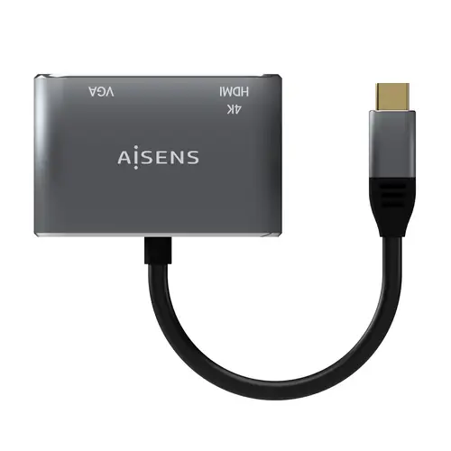 Conversor USB-C a VGA/HDMI 4K, USB-C/M-VGA/H-HDMI/H, Gris, 15CM - Imagen 2