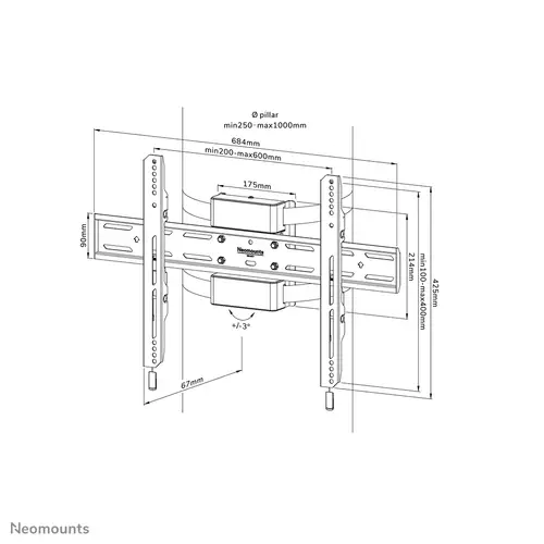 WL30S-910BL16 Soporte de TV para columna 40-75" - fijo - bloqueable - diá. 25-100 cm - vertical - Imagen 20