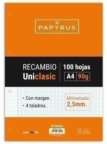 RECAMBIO PAPYRUS A4 100h MULTIT.MM C/M - Pack de 24 unidades