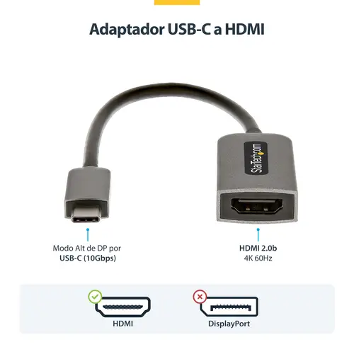 Adaptador USB C a HDMI de Vídeo 4K 60Hz - HDR10 - Conversor Tipo Llave USB Tipo C a HDMI 2.0b Dongle - Convertidor USBC con Modo Alt de DP a Monitor TV o Proyector - Imagen 6