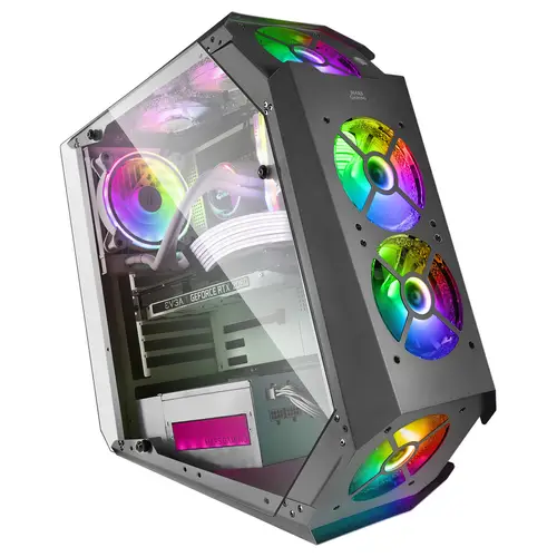 MC51, Caja PC Gaming ATX, Doble Cristal Templado, 5x Ventilador RGB 12cm, Negro - Imagen 2