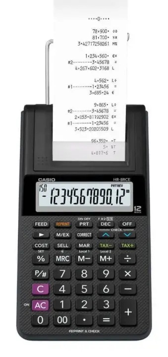 HR-8RCE-BK calculadora Escritorio Calculadora de impresión Negro