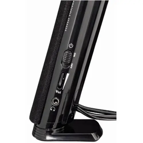 Altavoz estéreo con conexión USB A y Jack de 3,5mm, control de volumen integrado, color negro. - Imagen 3