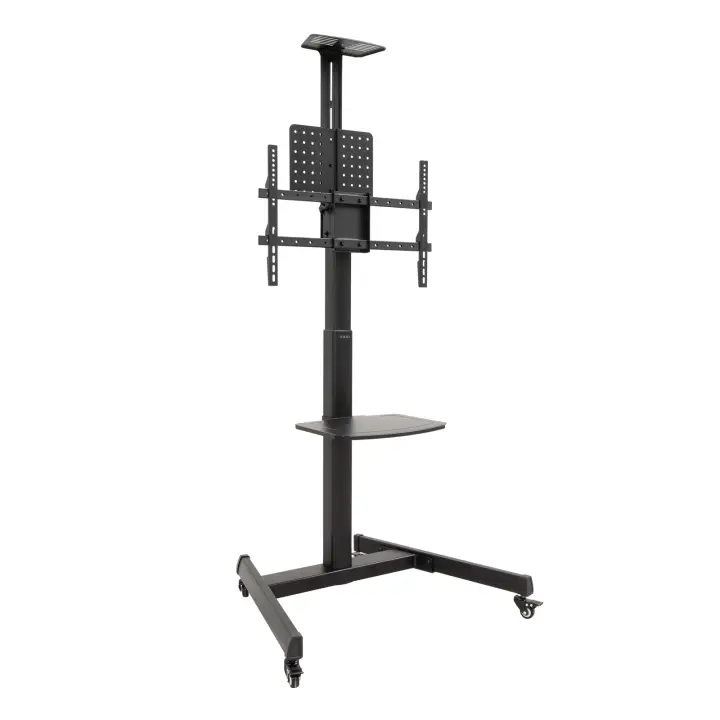 COMETA Soporte de Suelo con Ruedas con Regulación de Altura para Pantallas 37"- 70", Rotación 90°, Negro