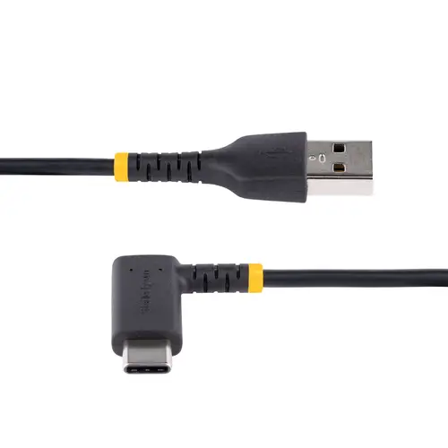 Cable de Carga USB-A a USB-C de 15cm - Cable de Carga Rápida de Servicio Pesado USB Tipo C - Cable USB 2.0 - Cable USB Tipo C Acodado - Resistente con Fibra de Aramida - 3A - Negro - Imagen 4