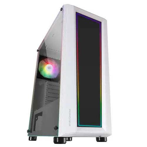 MC-ART Blanco, Caja PC Gaming ATX, Doble Cristal Templado Dibujable, ARGB 12 Modos, Ventilador 12 cm - Imagen 1