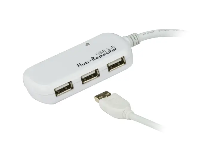 Cable extensor USB 2.0 de 12 m con hub de cuatro puertos (soporta conexión en cadena hasta 60 m)