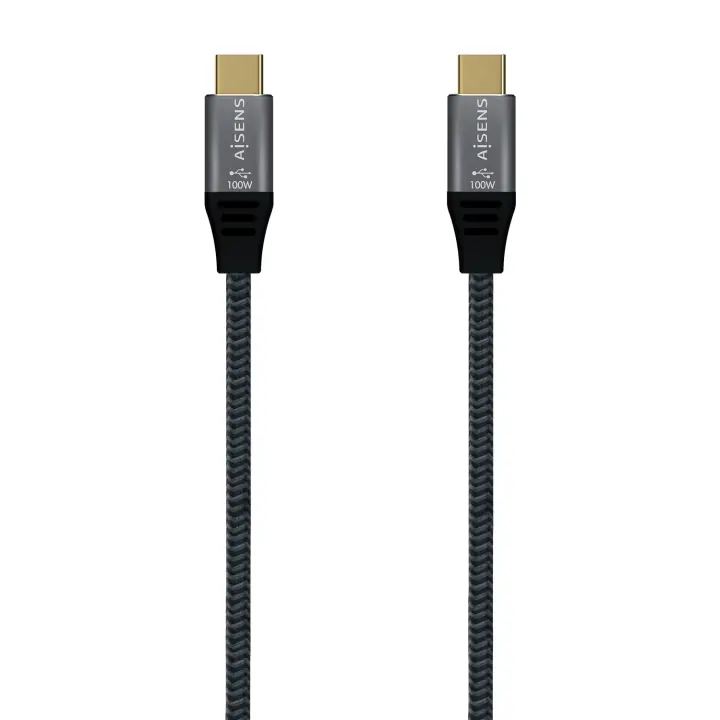 Cable USB 2.0 Aluminio 5A 100W E-Mark, USB-C/M-USB-C/M, Gris, 1.0M