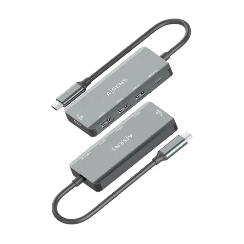 Hub USB 3.1 USB-C, USB-C/M-1xUSB-C PD 100W+1xUSB-C USB3.0/H+3xUSB-A USB2.0/H, Gris, 15cm - Imagen 3