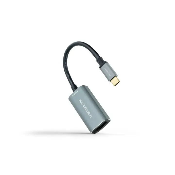 Conversor USB-C a DisplayPort 8K Aluminio, 15 cm, Gris