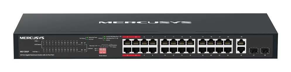 MS128GP switch Gigabit Ethernet (10/100/1000) Energía sobre Ethernet (PoE) 1U Negro