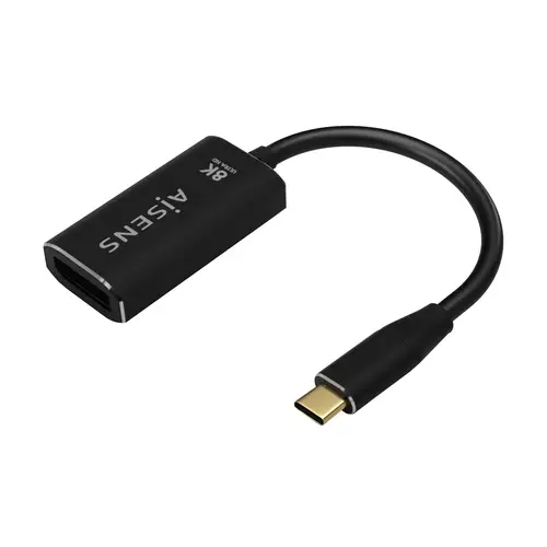 Conversor Aluminio USB-C a Displayport 8K@60Hz, USB-C/M-DP/H, Negro, 15cm - Imagen 1