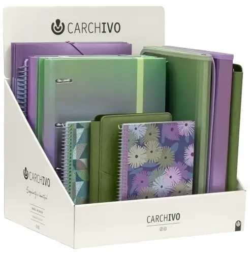 EXPOSITOR CARCHIVO CAP. VERDE/MALVA 18