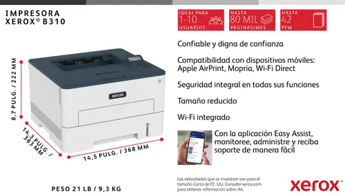 B310 A4 40 ppm Impresora inalámbrica a doble cara PS3 PCL5e/6 2 bandejas Total 350 hojas - Imagen 11