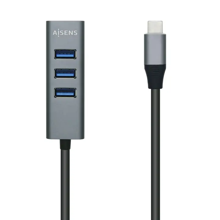 Hub USB 3.1 USB-C, USB-C/M - 4x Tipo A/H, Gris, 10 cm