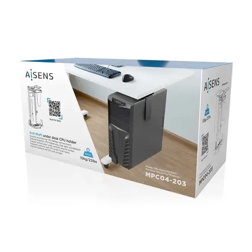 Soporte Giratorio Antirrobo y Altura Personalizable para CPU para Montaje por Debajo de Escritorio o a La Pared - Imagen 6