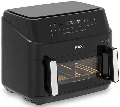 FRE-SS-10895 freidora Doble 10,5 L Independiente 2600 W Freidora de aire caliente Negro - Imagen 2