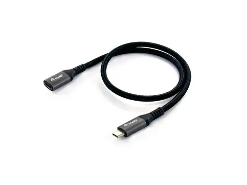 128370 Cable de extensión USB 3.2 Gen 2 C a C, M/F, 0,5m, 4K/60Hz, 10Gbps, Negro - Imagen 1