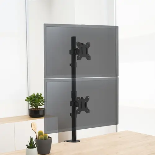 Soporte de Mesa, Giratorio e Inclinable, Vertical, para 2 Pantallas 13-32, Negro - Imagen 4