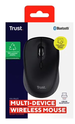Yvi+ ratón Universal Ambidextro RF Wireless + Bluetooth Óptico 1600 DPI - Imagen 6