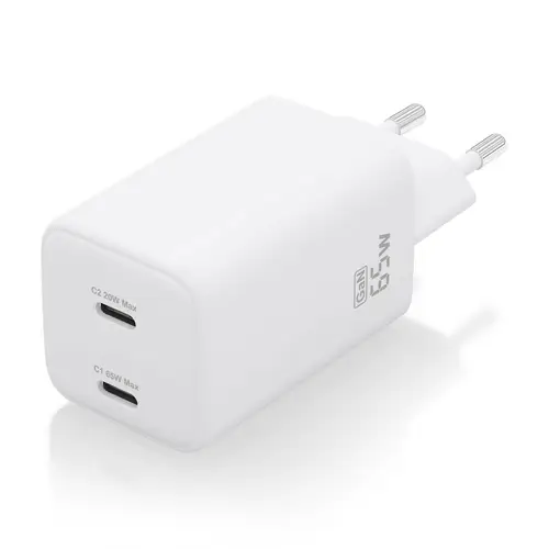Cargador Gan 65W, 2xUSB-C PD3.0 QD4.0, Blanco - Imagen 2