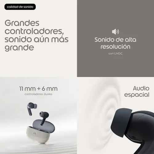 Moto Buds 2 Auriculares Inalámbrico Dentro de oído Llamadas/Música Bluetooth Carbono - Imagen 13