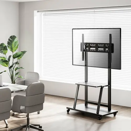 Soporte de suelo ECO con ruedas, bandeja para DVD para Monitor/TV 150Kg de 37-100, Negro - Imagen 4
