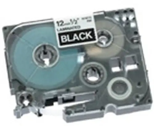 Gloss Laminated Labelling Tape - 12mm, White/Black cinta para impresora de etiquetas TZ - Imagen 1