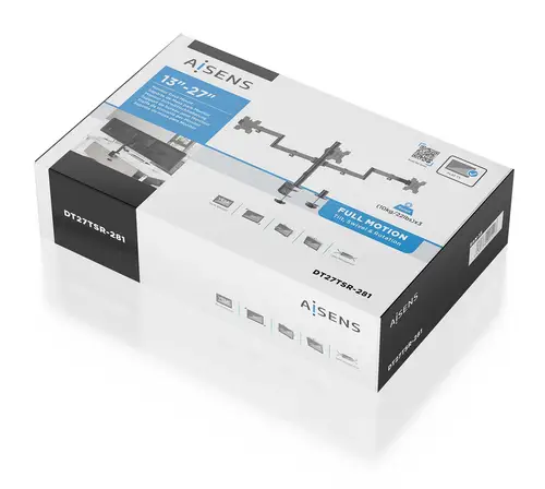 Soporte de mesa eco giratorio e inclinable para 3 monitores 10kg (3 Pivotes, 2 Brazos) de 13-27, Negro - Imagen 6