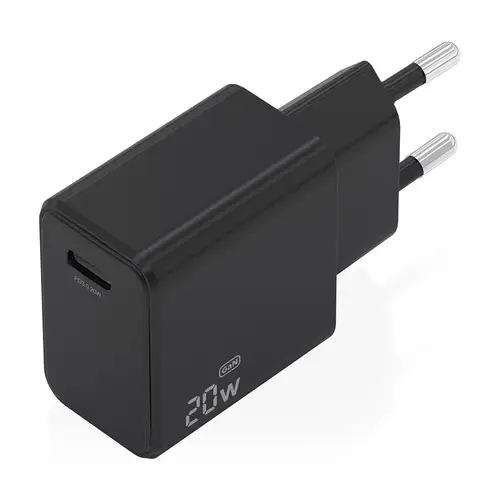 Cargador GaN USB-C PD3.0 1xUSB-C 20W, Negro - Imagen 2