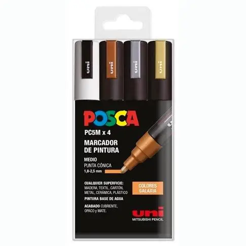 POSCA MARCADOR  PC-5M/4C NO PERMANENTE 1.8MM-2.5MM COLORES SURTIDOS GALAXIA -ESTUCHE 4U-