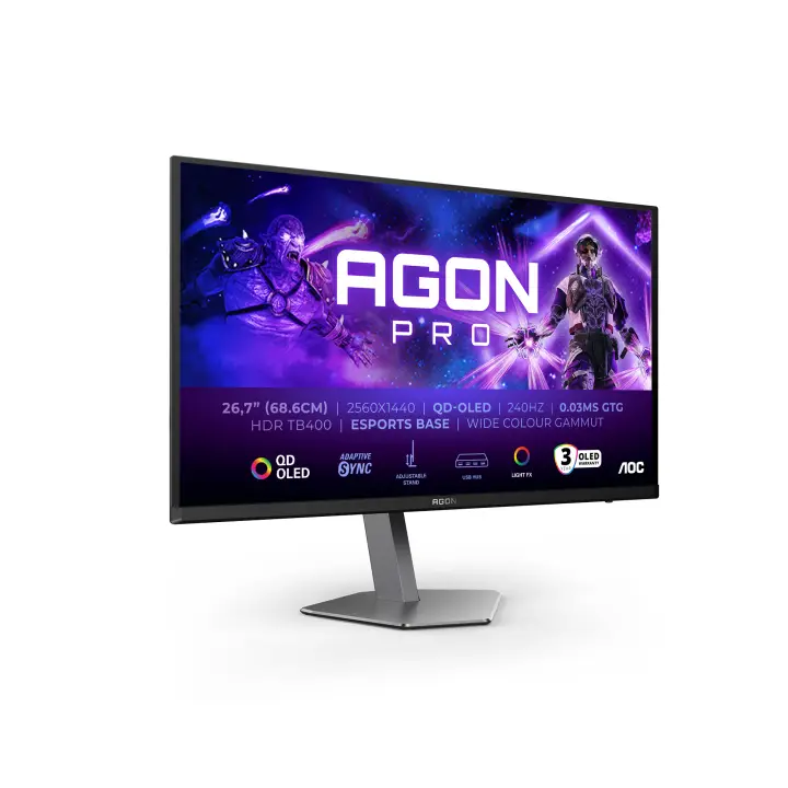 AGON PRO AG276QZD2 pantalla para PC 67,8 cm (26.7") 2560 x 1440 Pixeles Quad HD QD-OLED Gris