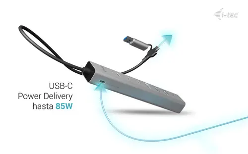 USB-C/USB-A Metal HUB 6 port (3x USB-C, 3x USB-A), LAN, Power Delivery 85W - Imagen 7