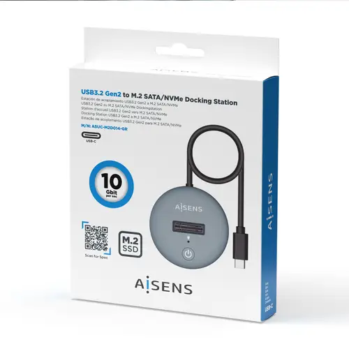 USB-C Dock M.2 (NGFF) ASUC-M2D014-GR SATA/NVMe A USB3.1 Gen2, Gris - Imagen 4
