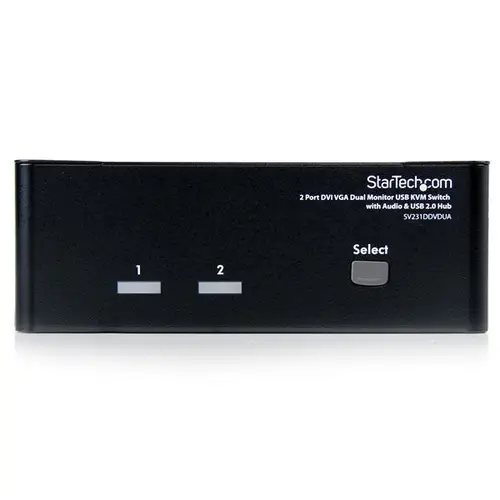 Conmutador Switch KVM de 2 Puertos Doble Monitor DVI VGA Audio 4 Puertos USB 1920x1200 - Imagen 2