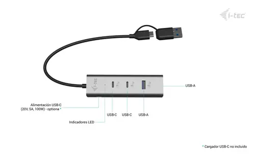 Metal Universal Charging HUB 2xUSB-C + 2x USB-A Port + Power Delivery 85W - Imagen 5