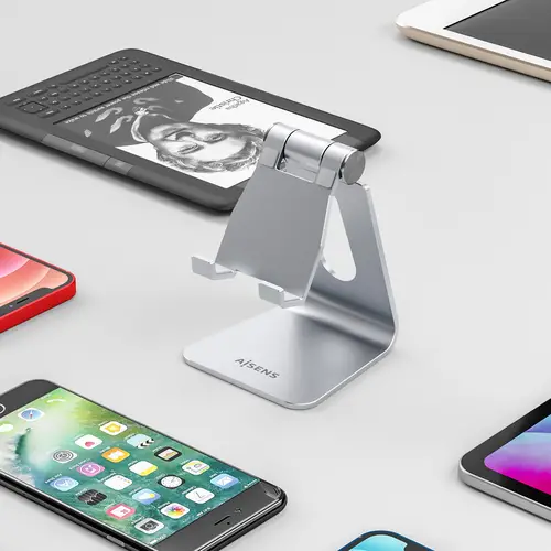 Soporte De Sobremesa Tamaño M Ajustable (1 Pivote) Para Movil / Tablet, Plata - Imagen 5
